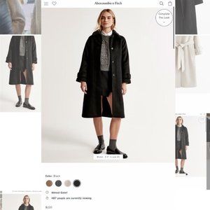 Women's Abercrombie & Fitch Wool-Blend Funnel Neck Coat